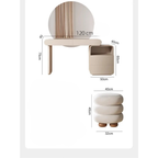 Oren Modern Dressing Table with Illuminated Round Big Mirror.