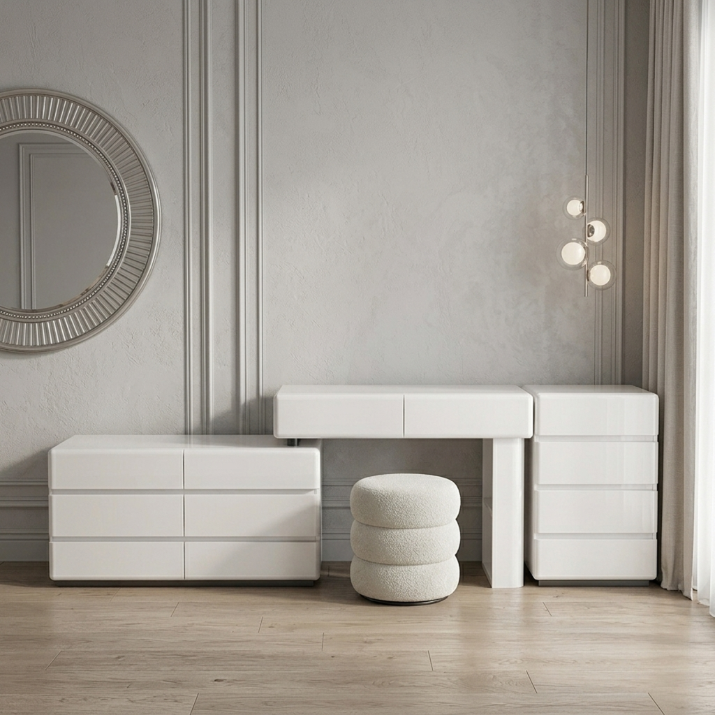 Nova Dressing Table with Stool.