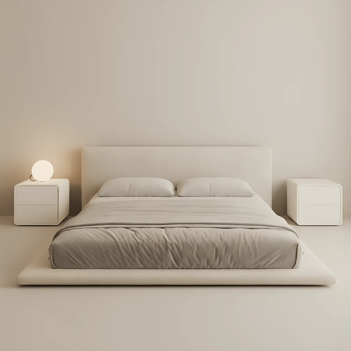 White upholstered bed