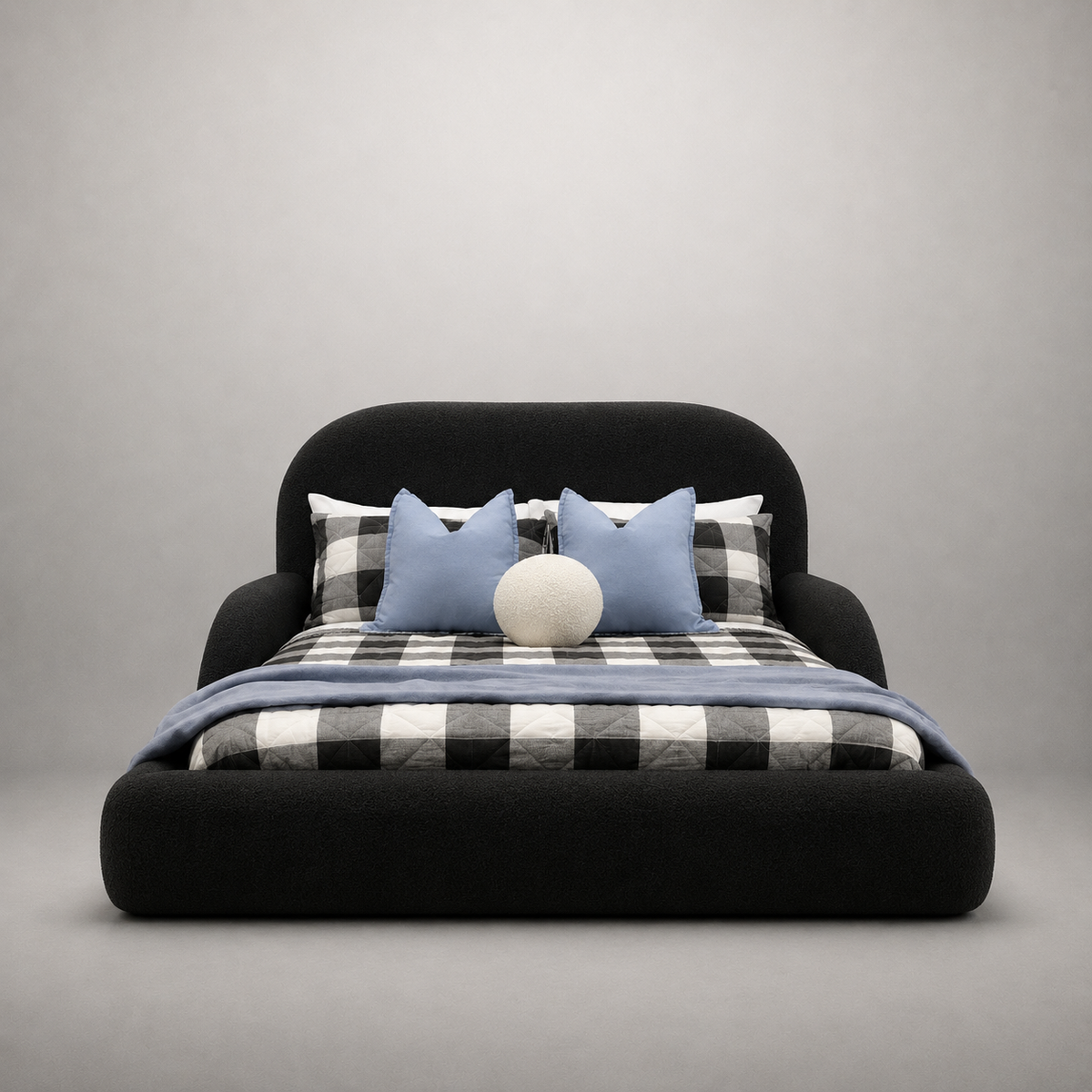 black upholstered kids bed