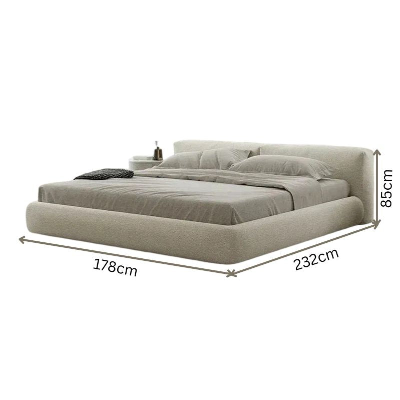 boucle queen bed