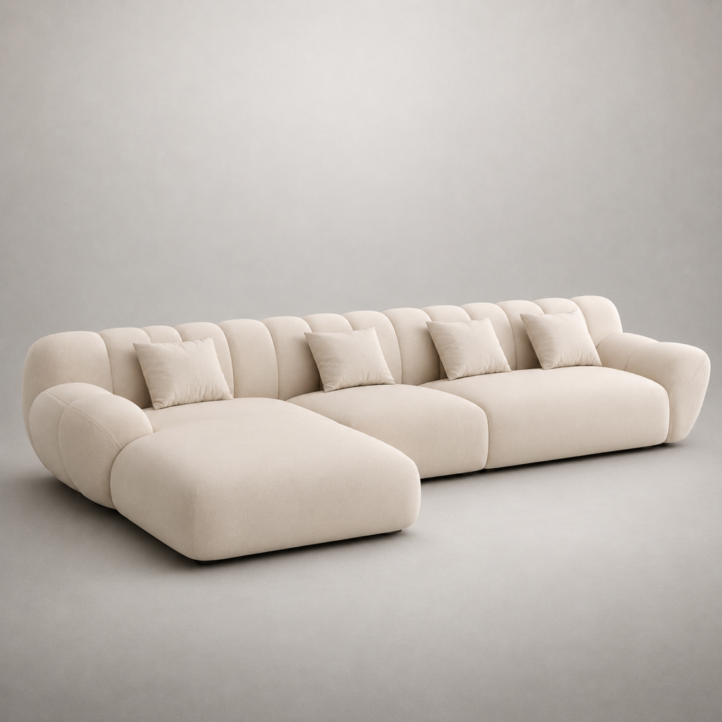 floral tufted l-shape sofa