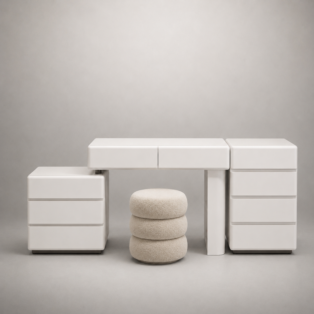 white sleek dressing table